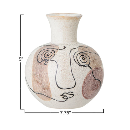 Stoneware Vase with Face