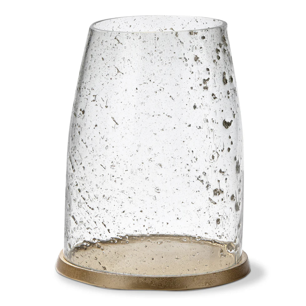 Pebble Glass & Metal Hurricane