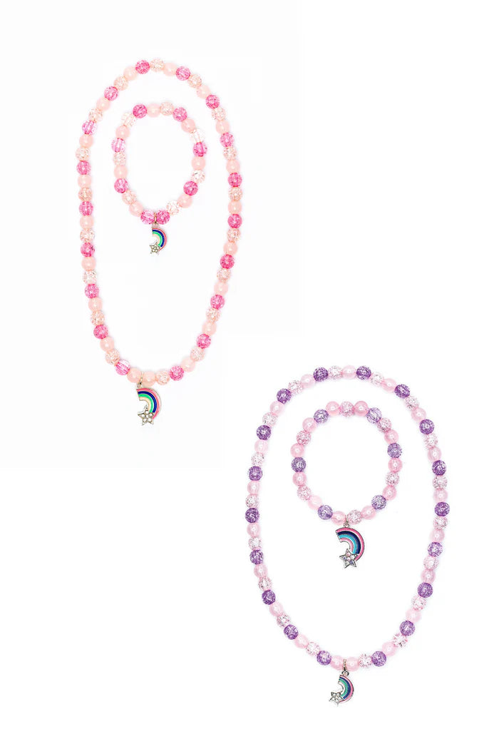 Purple Rainbow Necklace & Bracelet Set