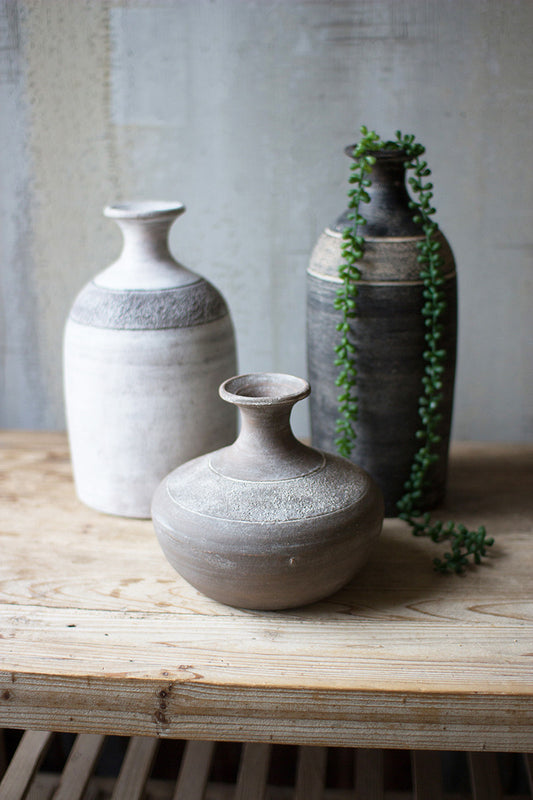 Black Grey and White Clay Vases