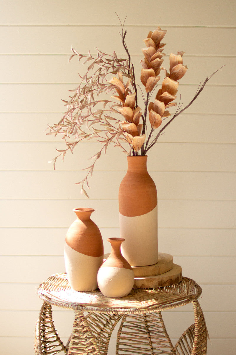 Ivory Dipped Clay Vases