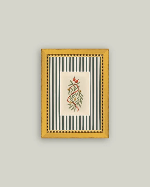 Holly Bells on Stripes Wall Art