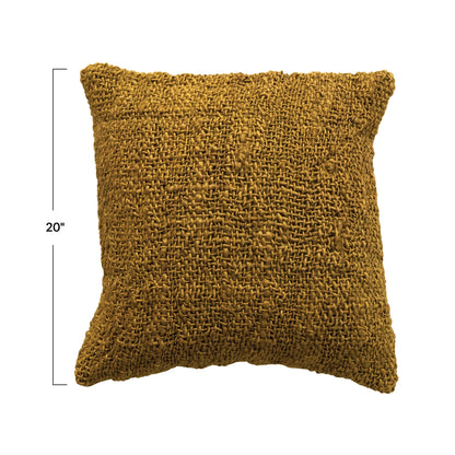20" Woven Cotton & Jute Pillow, Polyester Fill