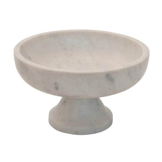 White Round Marble Footed Bowl