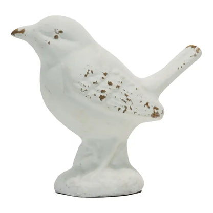 Flora White Metal Bird