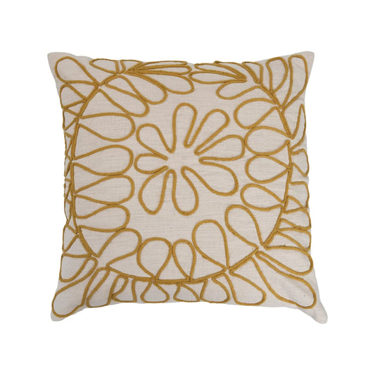 26" Cotton Slub Pillow with Embroidery