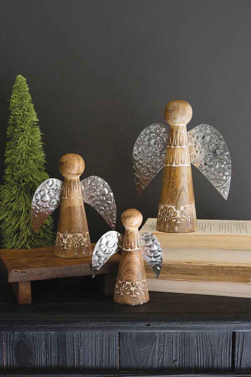 Wood and Tin Tabletop Christmas Angels
