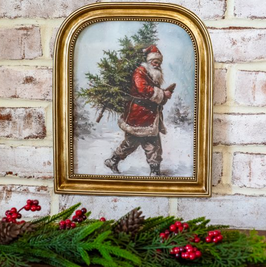 Antique Gold Santa Tree Frame
