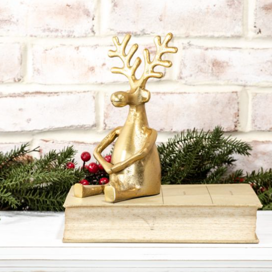Gold Sitting Reindeer