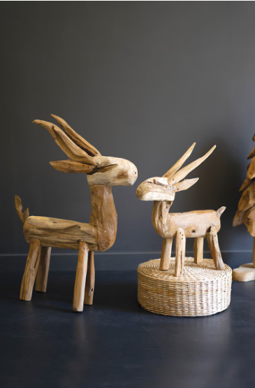 Rustic Teak Reindeer