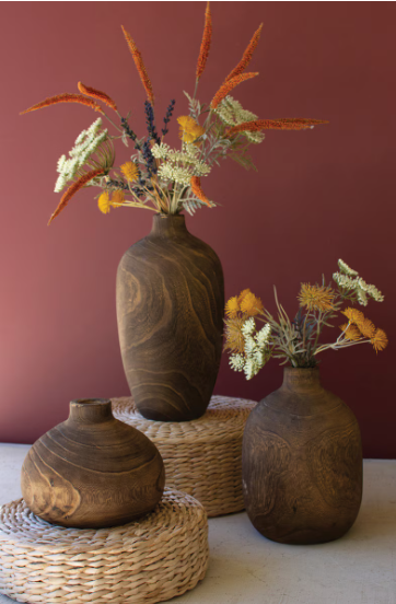 Wooden Vases with Walnut Finish