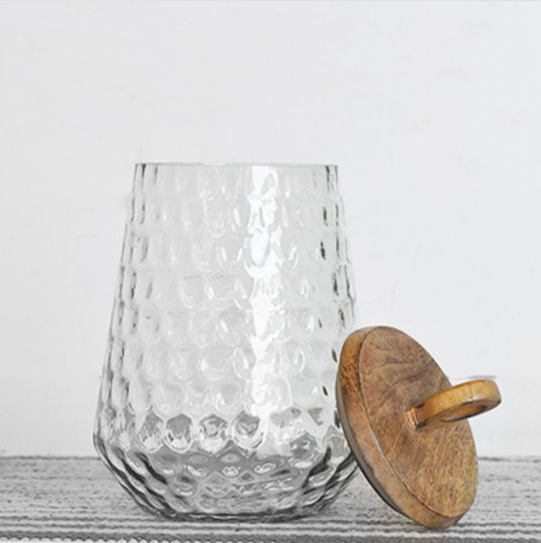 Glass Canister with Wood Lid