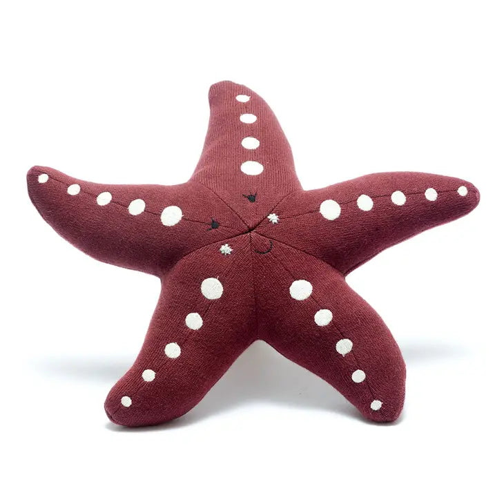 Knitted Organic Cotton Dark Pink Starfish Plush Toy