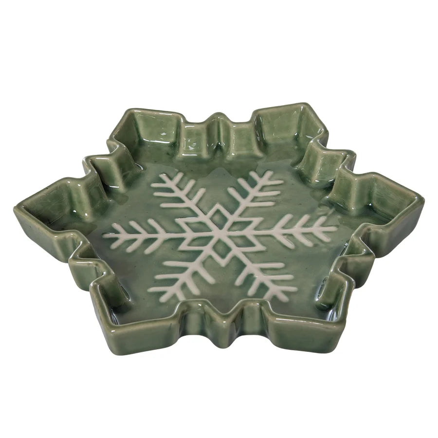 Green Snowflake Platter