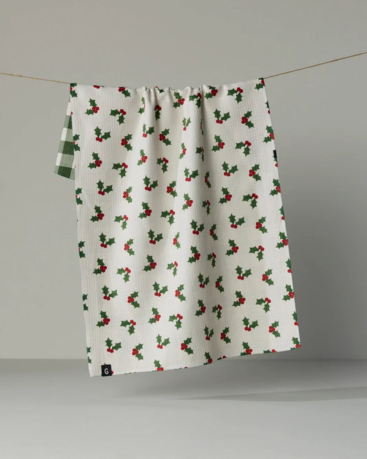 Holiday Holly Luxe Kitchen Tea Towel