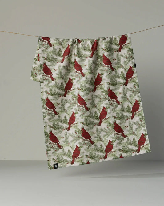 Winter Crimson Luxe Kitchen Tea Towel