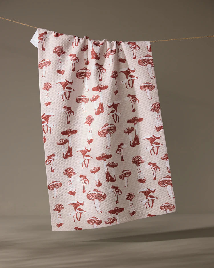 Autumn Mushrooms Kitchen Tea Towel