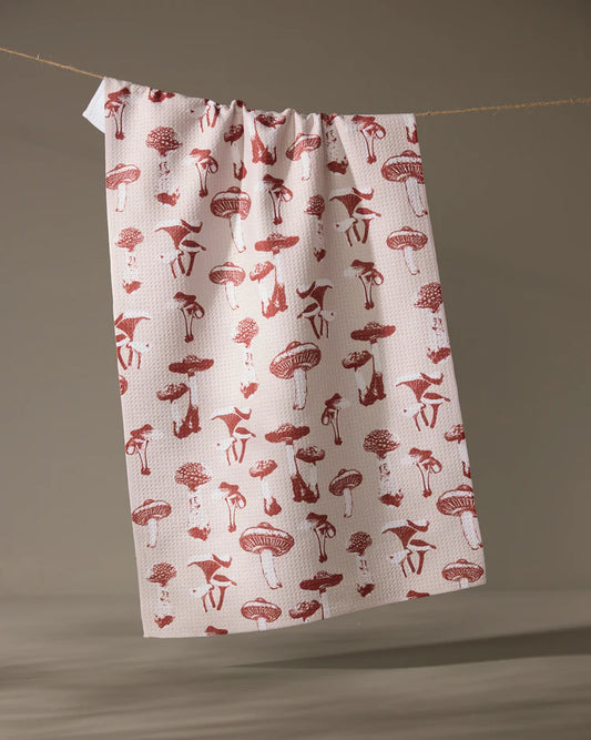Autumn Mushrooms Kitchen Tea Towel