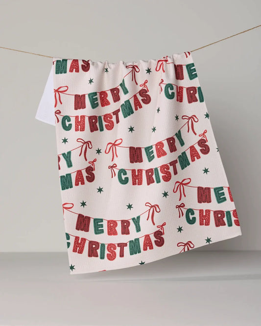 Christmas Banner Kitchen Tea Towel