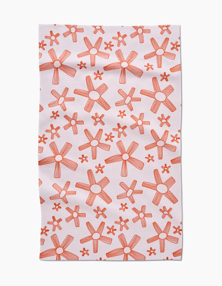 Chunky Striped Flower Kitchen Tea Towel