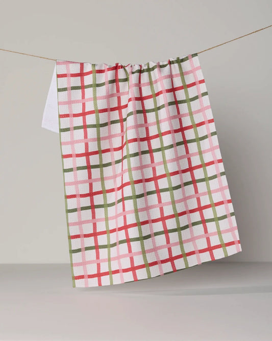 Festive Plaid Kitchen Tea Towel