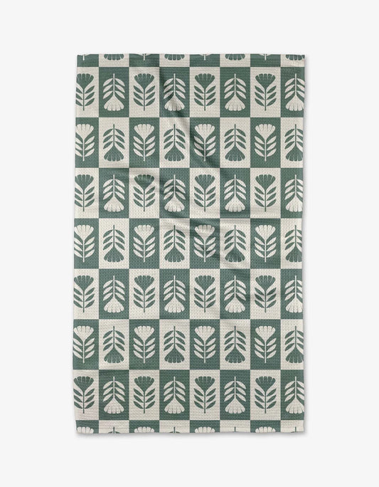 Green Flower Patch Kitchen Tea Towel