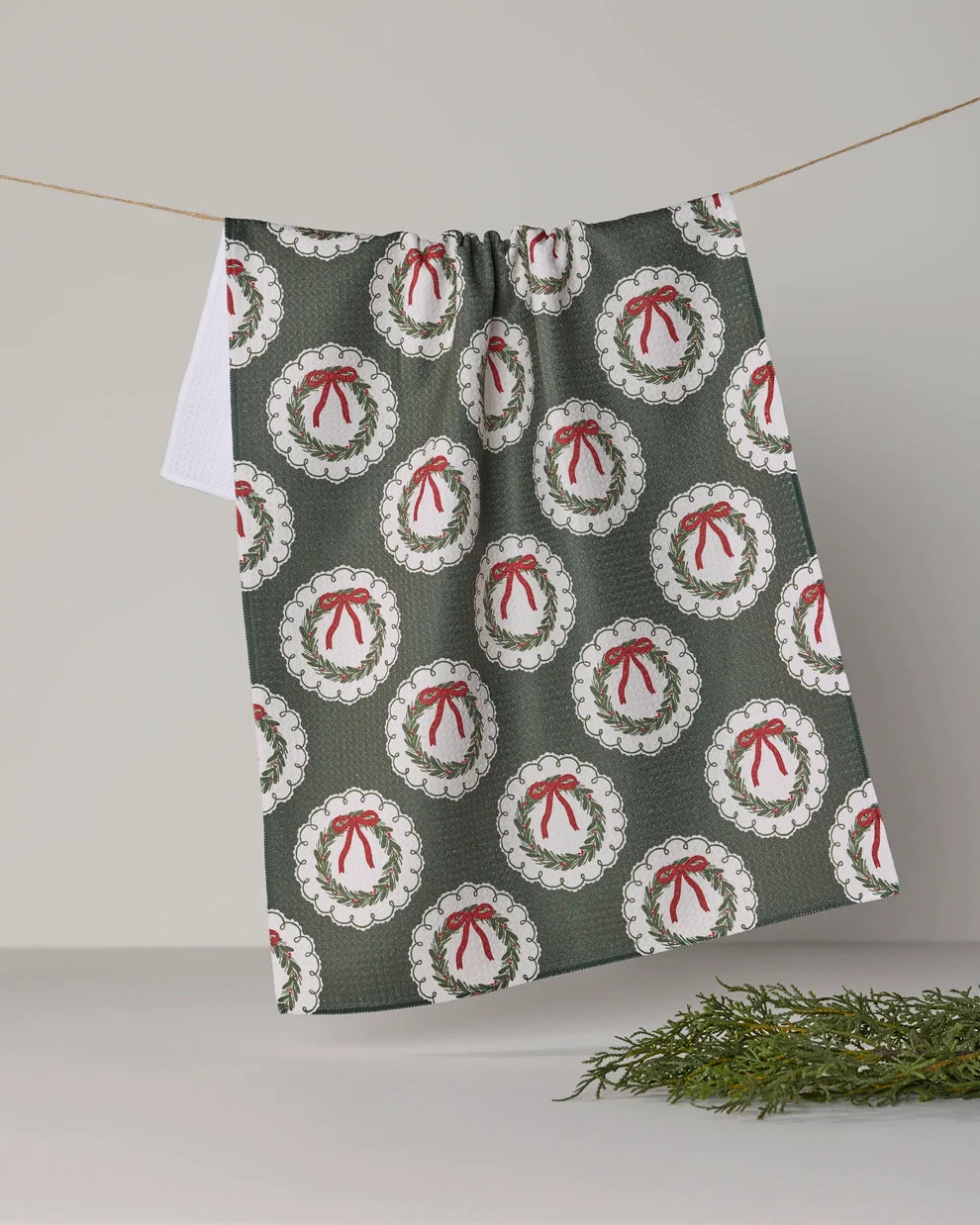 Merry Wreaths Kitchen Tea Towel