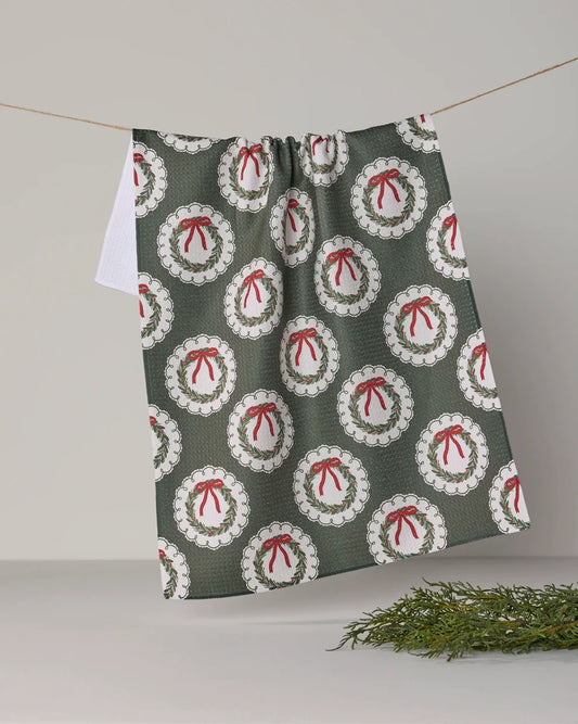 Merry Wreaths Kitchen Tea Towel