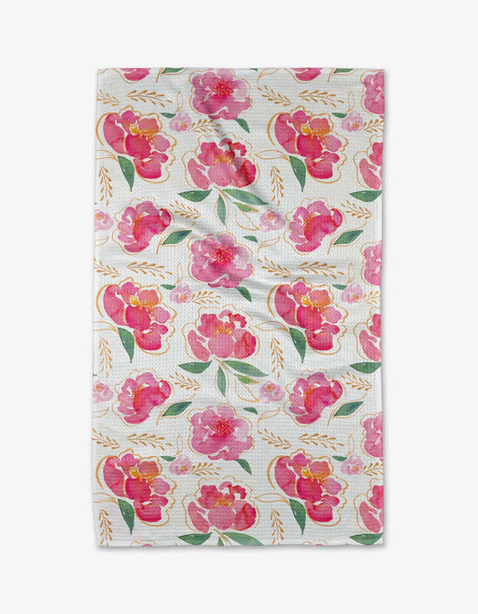 Pink Peony Kitchen Tea Towel