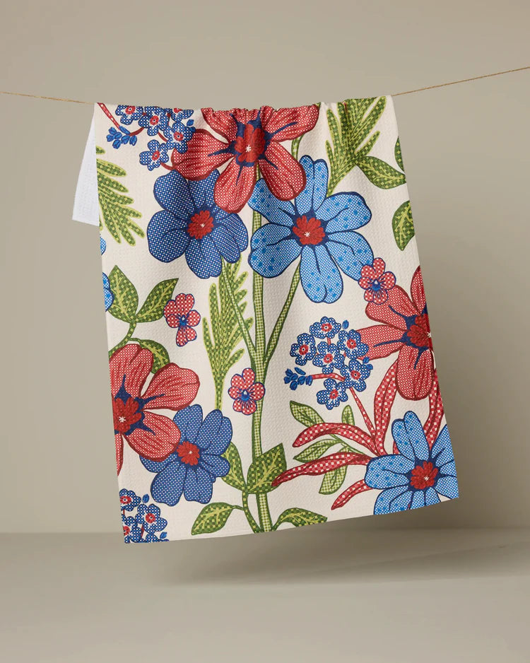 Plaid Floral Kitchen Tea Towel