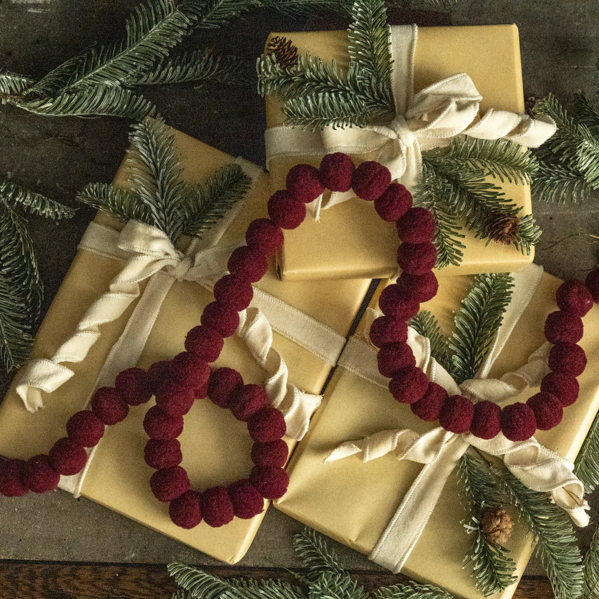 Dark Red Pom Garland