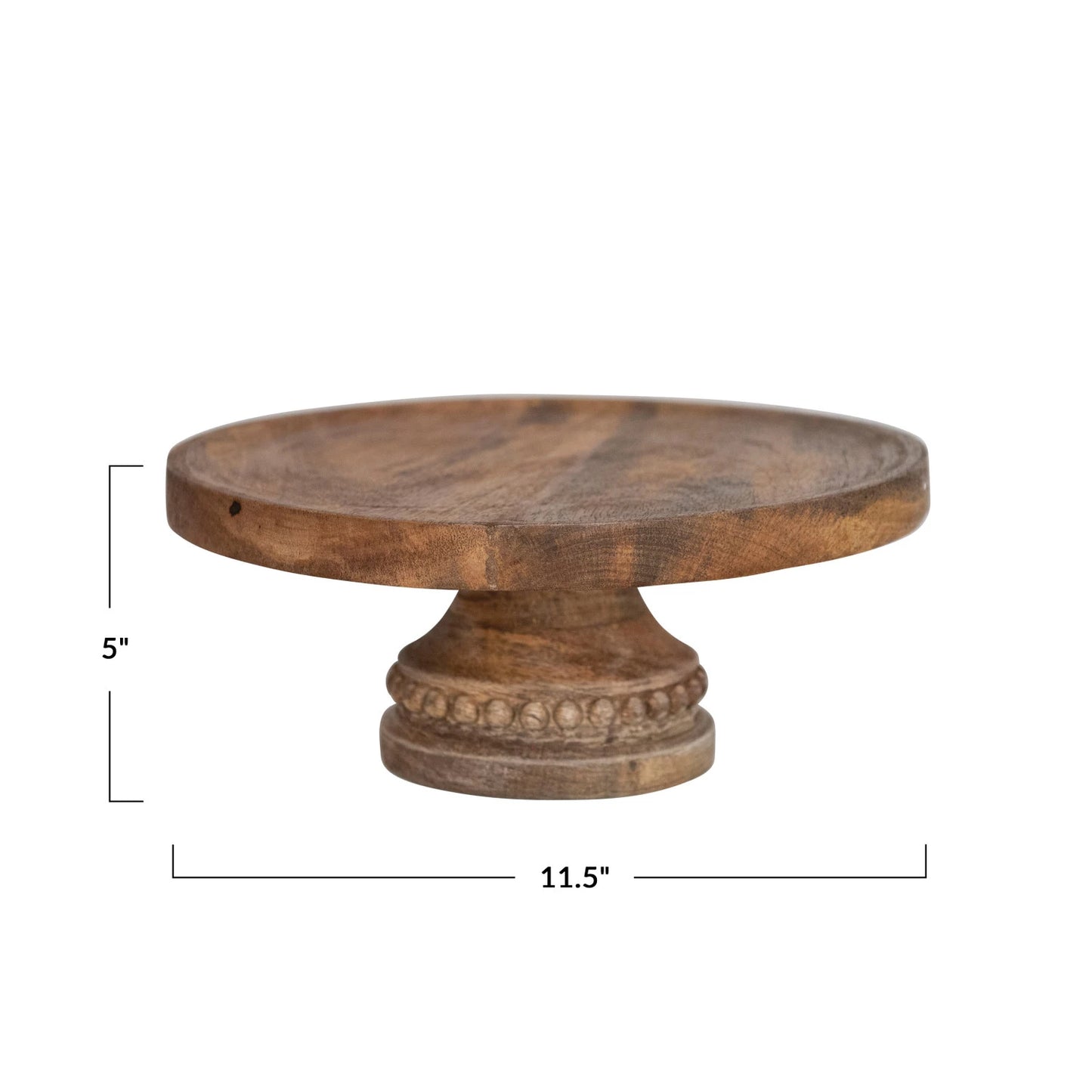 Hand-Carved Mango Wood Pedestal w/ Wood Beads