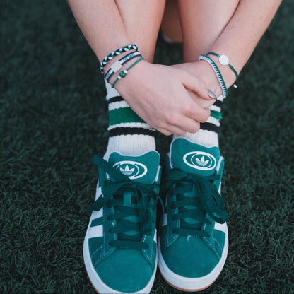 Green & White Game Day Hair Tie Bracelets