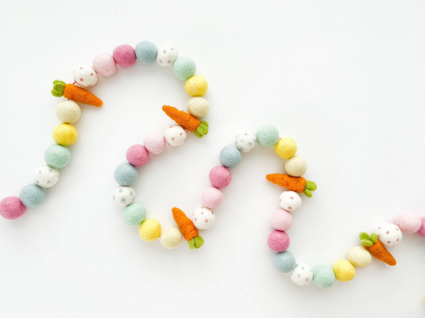 Spring Pastel Carrot Felt Ball Garland