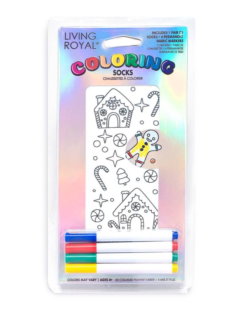 Gingerbread Houses Coloring Socks