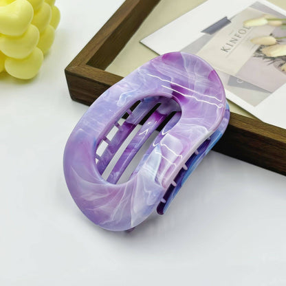 Colorful Marble-Patterned Flat Oval Hair Claw Clips: RoseRed