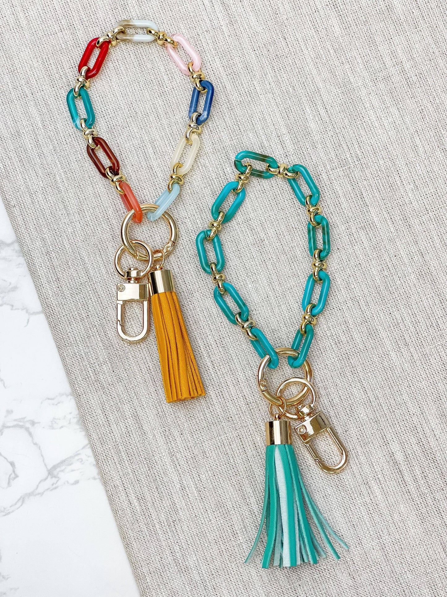 Multicolor Resin Chain Link Bracelet Keychains