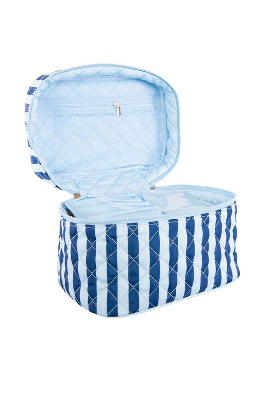 Blue Striped Makeup Bag