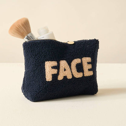 Navy Face Teddy Pouch