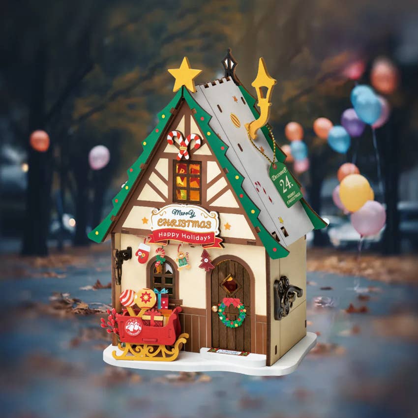 Twinkling Christmas House House Wooden