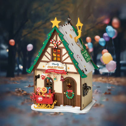 Twinkling Christmas House House Wooden