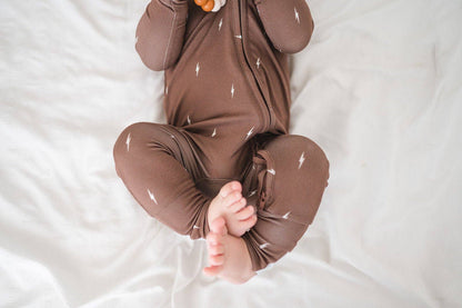 Brown Lightning Zipper Romper