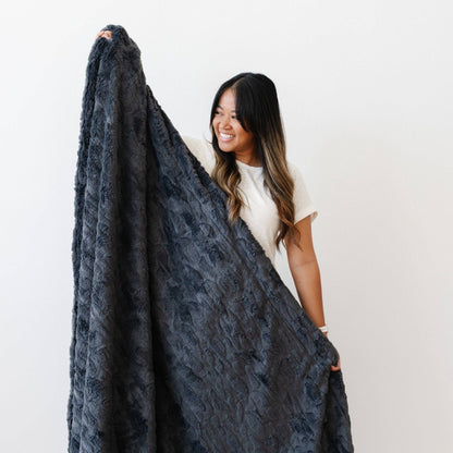 Copper Patterned Faux Fur Throw Blanket