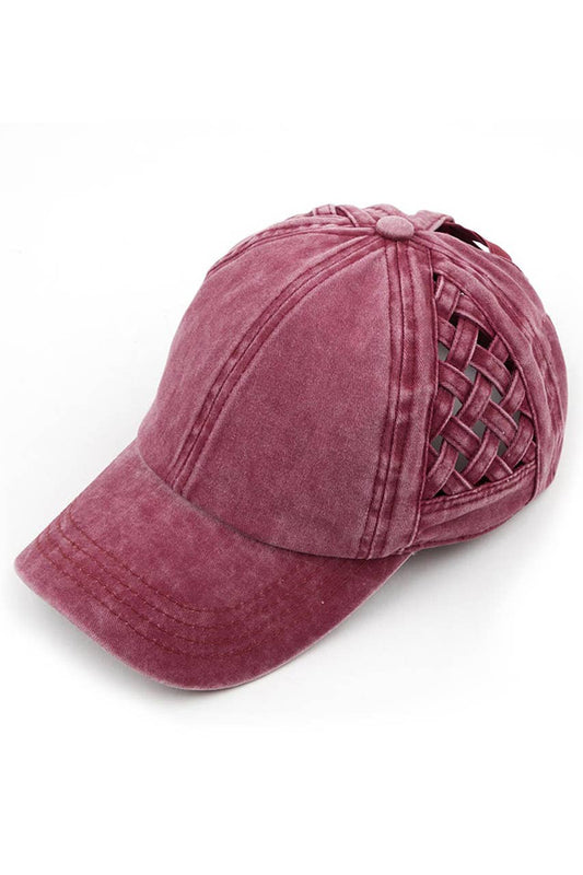 C.C Berry Basket Weave Criss-Cross Ponytail Baseball Cap