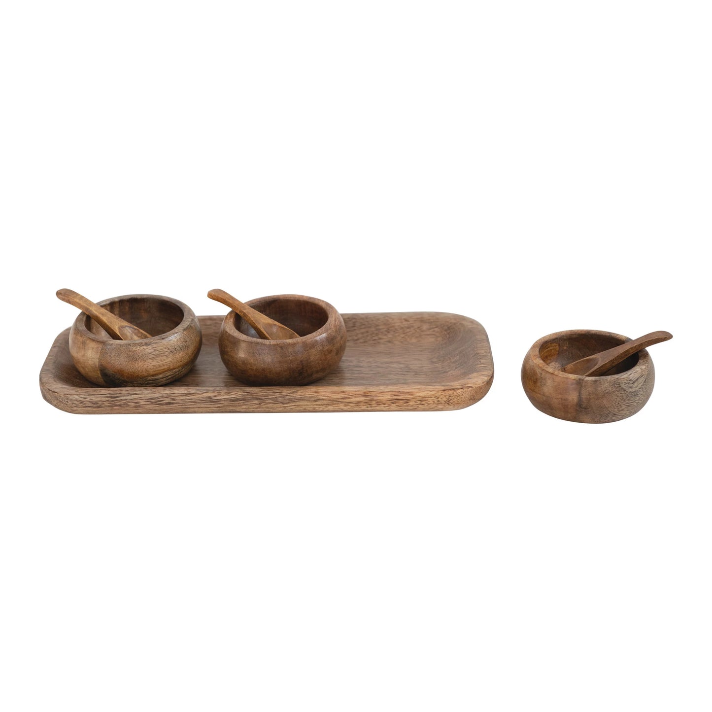 Mango Wood Tray with 3 Bowls