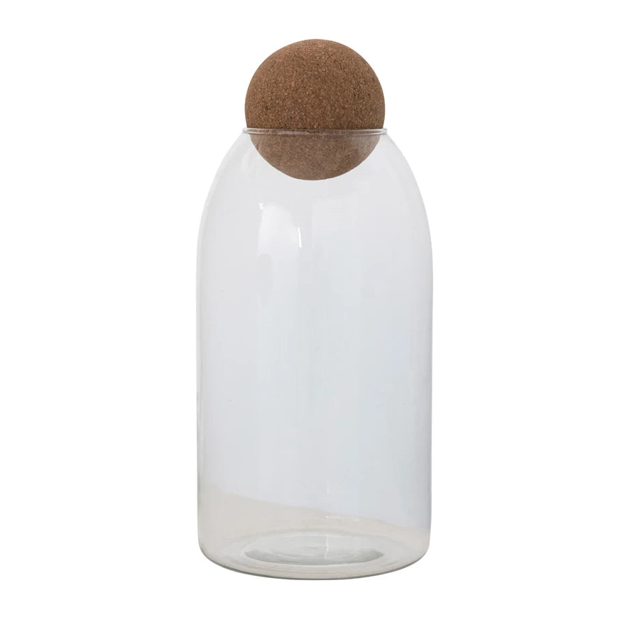 Glass Jar with Cork Ball Lid