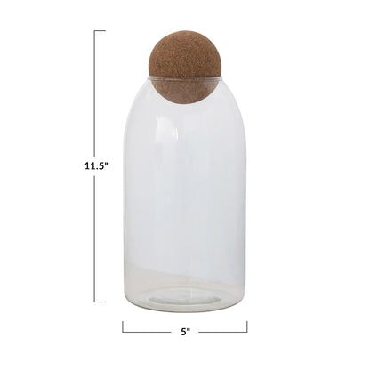 Glass Jar with Cork Ball Lid