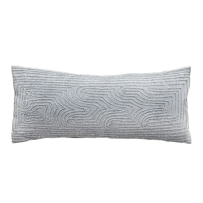 Cotton Lumbar Pillow w/ Embroidery