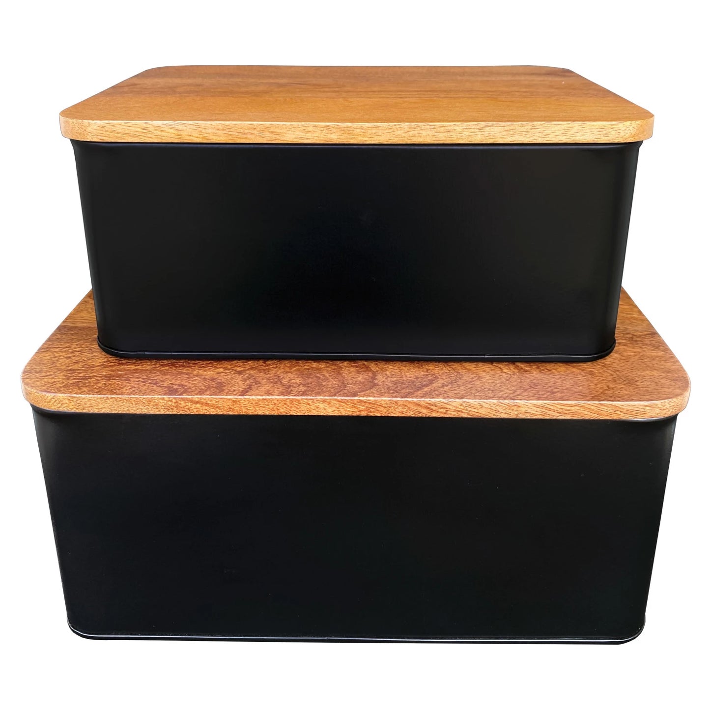 Metal Containers w/ Mango Wood Lids