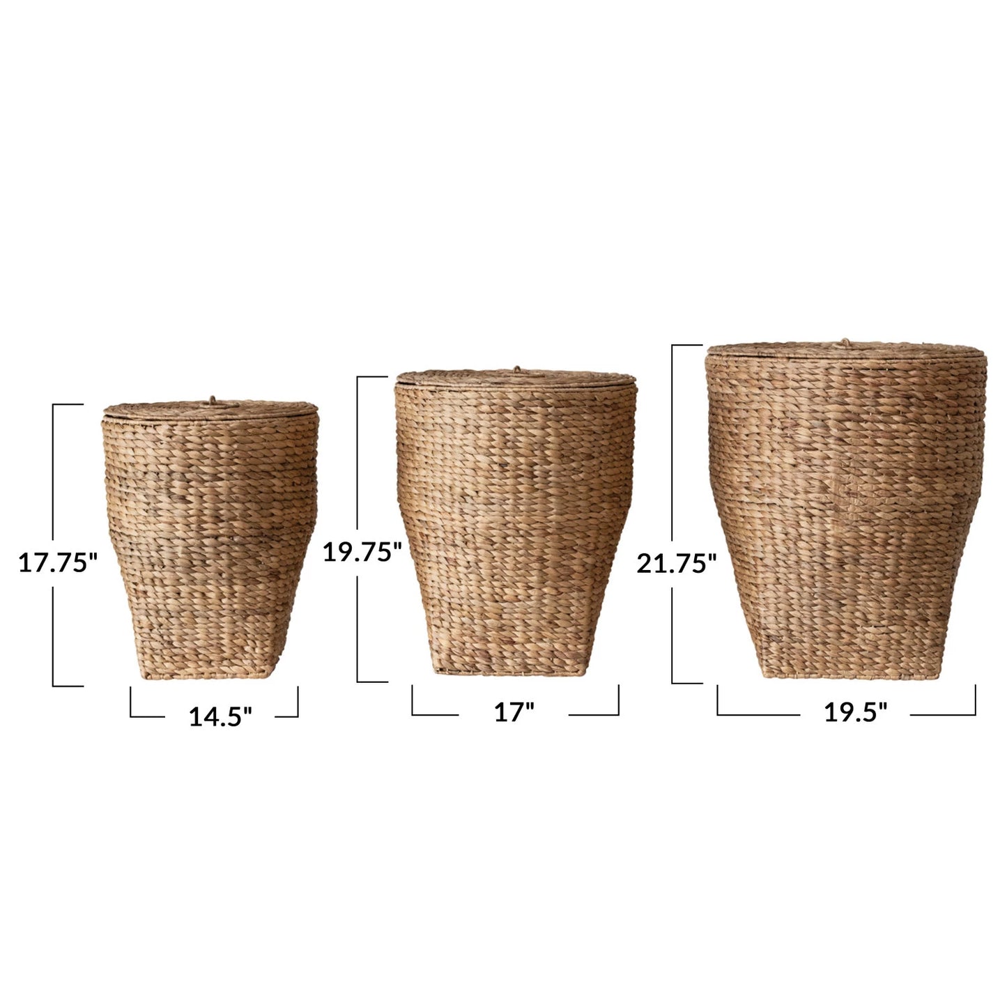 Hand-Woven Water Hyacinth Baskets w/ Lids